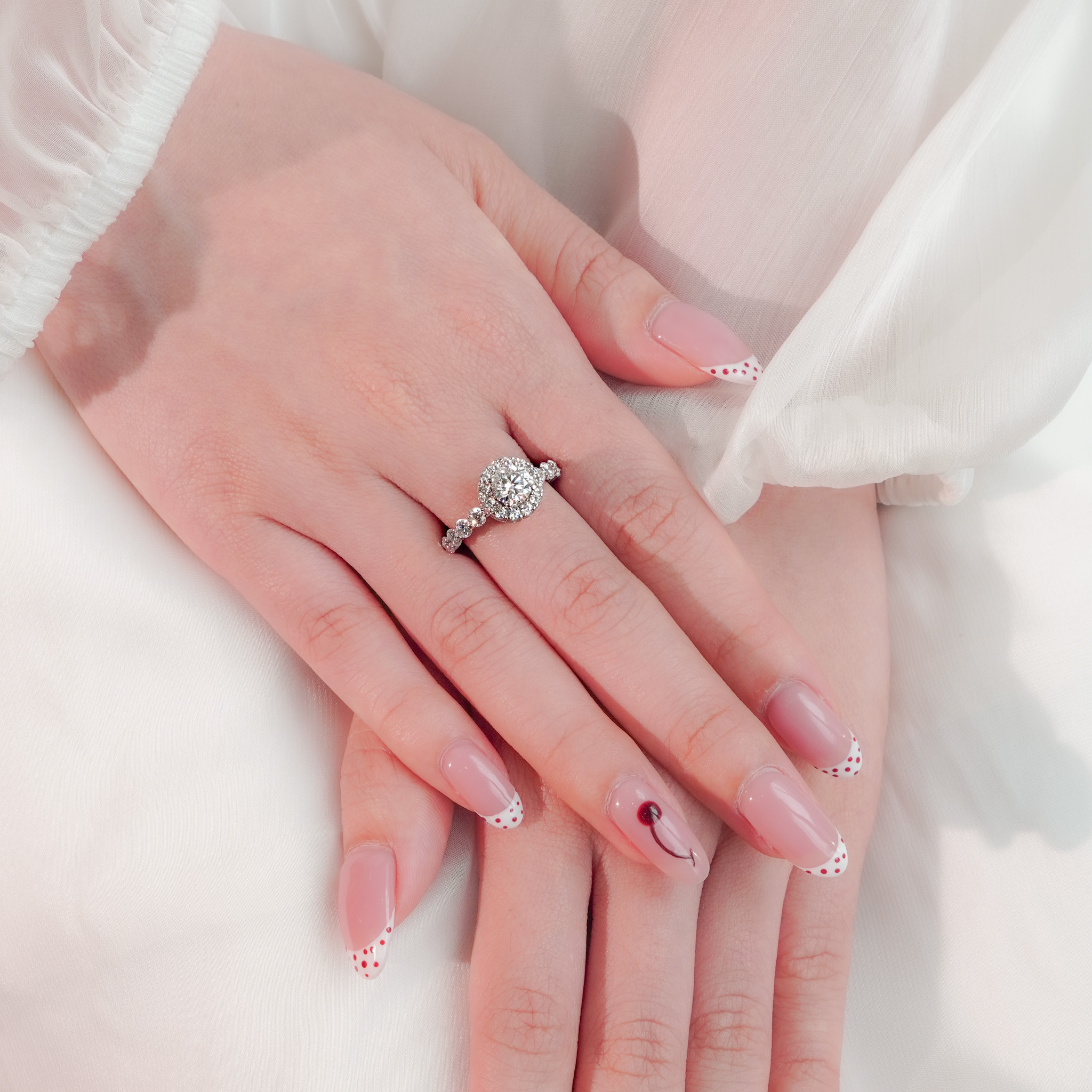 Nhẫn nữ bạc xi bạch kim đá Moissanite 6.3 ly kiểm định GRA LAVESTA KC162 tinh hoa chế tác, toả sáng rực rỡ