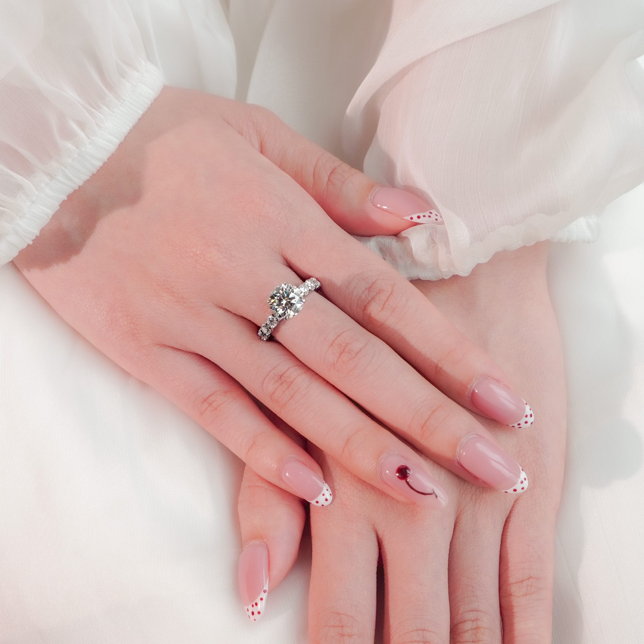 Nhẫn nữ bạc xi bạch kim đá chủ Moissanite 9 ly, full moissanite kiểm định GRA LAVESTA KC161 sang trọng vượt thời gian