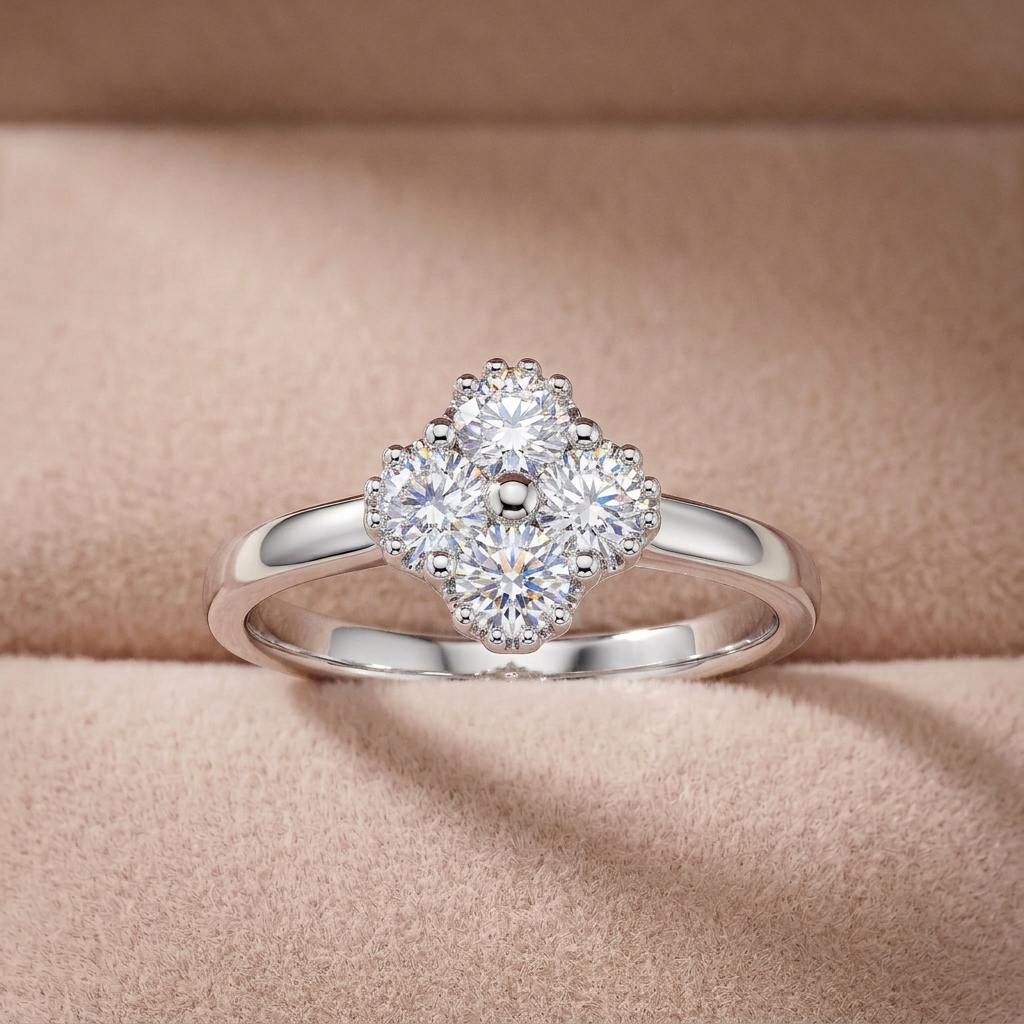 Nhẫn nữ bạc xi bạch kim full đá Moissanite LAVESTA KC157 Mina mang vẻ đẹp may mắn vĩnh cửu