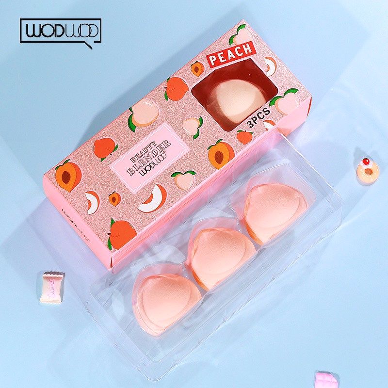 WODWOD - Set 3 mút trang điểm quả Đào Beauty Blender Peach