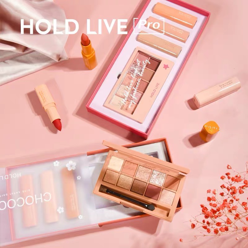 HOLD LIVE - Set bảng mắt 10 màu và 3 son thỏi Chocochoke HL386