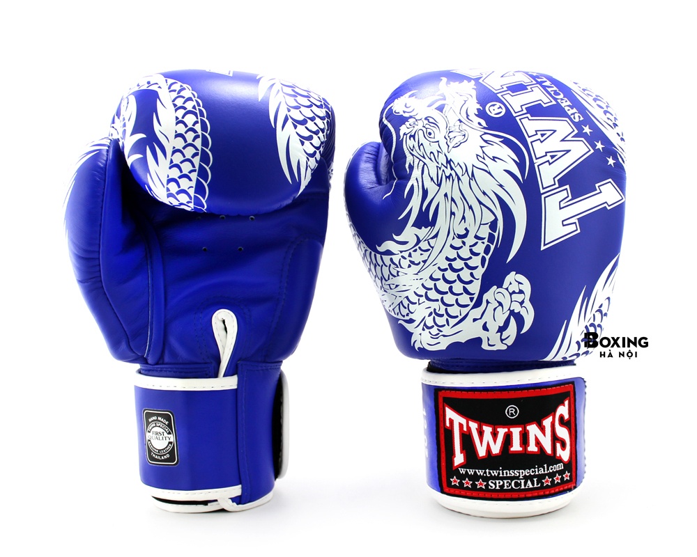 GĂNG TAY BOXING TWINS FLYING DRAGON TRẮNG / XANH