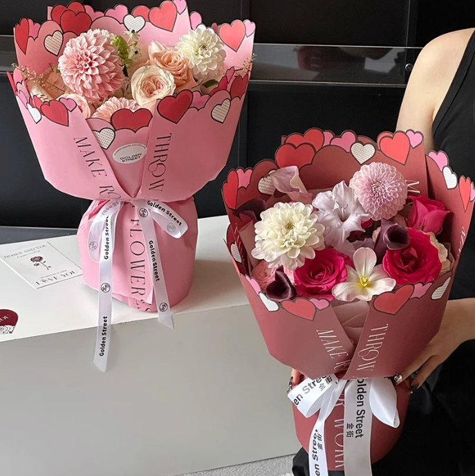 GIẤY GÓI HOA 3D TRÁI TIM