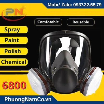 3M Respirator Mask 6800, Full Facepiece Gas Mask Reusable Professional Breathing Protection Against Dust,Chemicals,Pesticide and Organic Vapors, Perfect for Painters and DIY Project