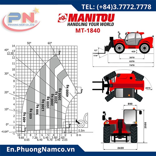 Manitou MT-1840 Multi-purpose Forklift 4 Ton For Rental