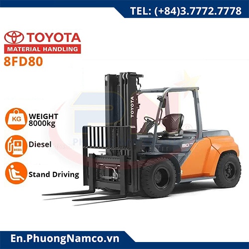 For Rental TOYOTA 8FD80 Forklifts- 8 Ton