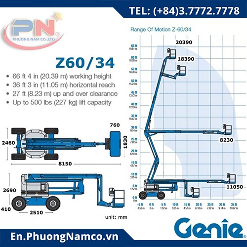 GENIE Z-BOOM 60/34 – 20M Forklift For Rental