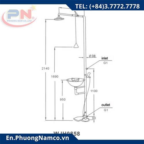 Eyewash Sink Combined With Emergency Shower WJH0858