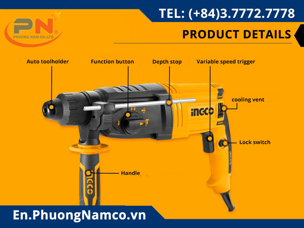 INGCO Rotary Hammer Drill 28mm 950w RGH9528