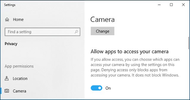 Sửa lỗi webcam không hoạt động trong Windows 10.