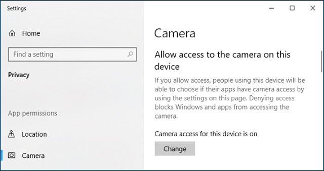 Sửa lỗi webcam không hoạt động trong Windows 10.