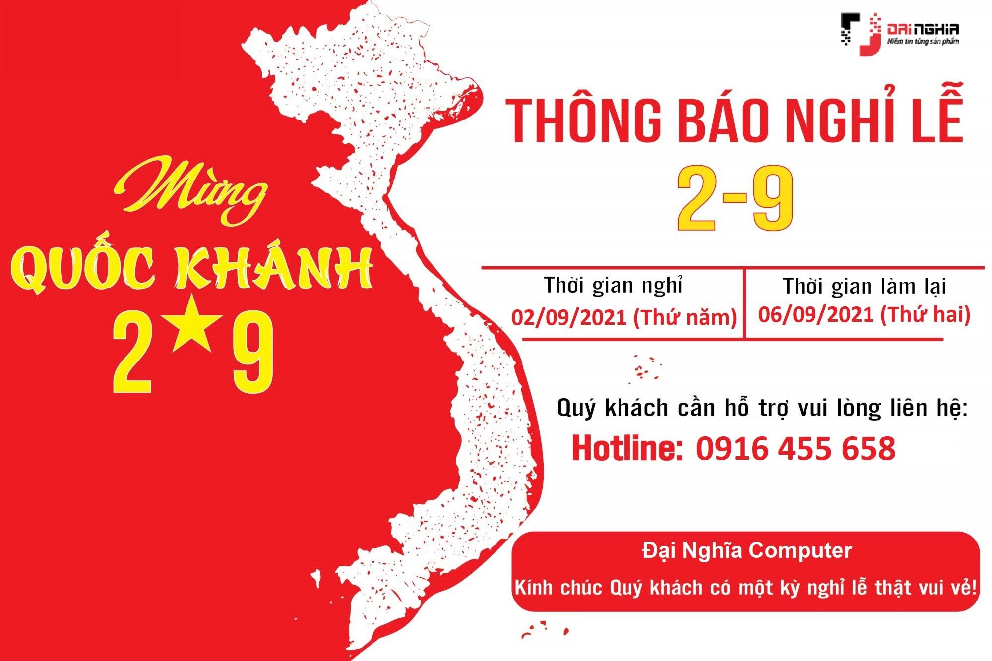 Thông báo nghỉ lễ quốc khánh 2/9/2021 Đại Nghĩa Computer