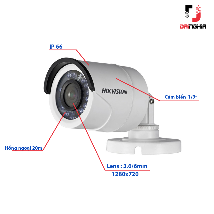 Camera Hikvision HD - TVI DS - 2CE16D0T - IR