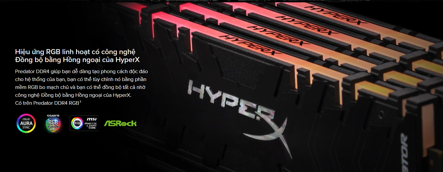 RAM Desktop Kingston HyperX Predator RGB32GB(2x16) DDR4 Bus 3200Mhz(HX432C16PB3AK2/32)