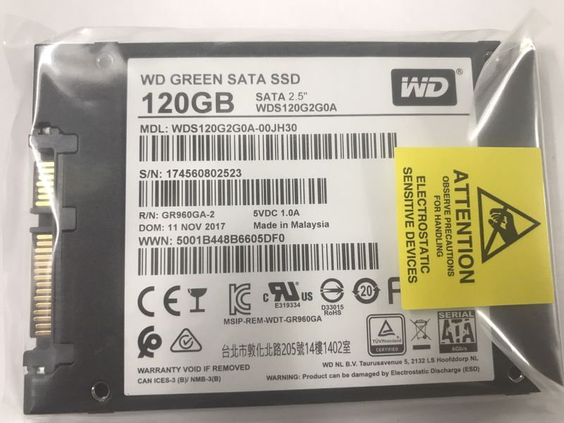 Ổ cứng SSD Western 120GB Sata 3 Green (WDS120G1G0A)