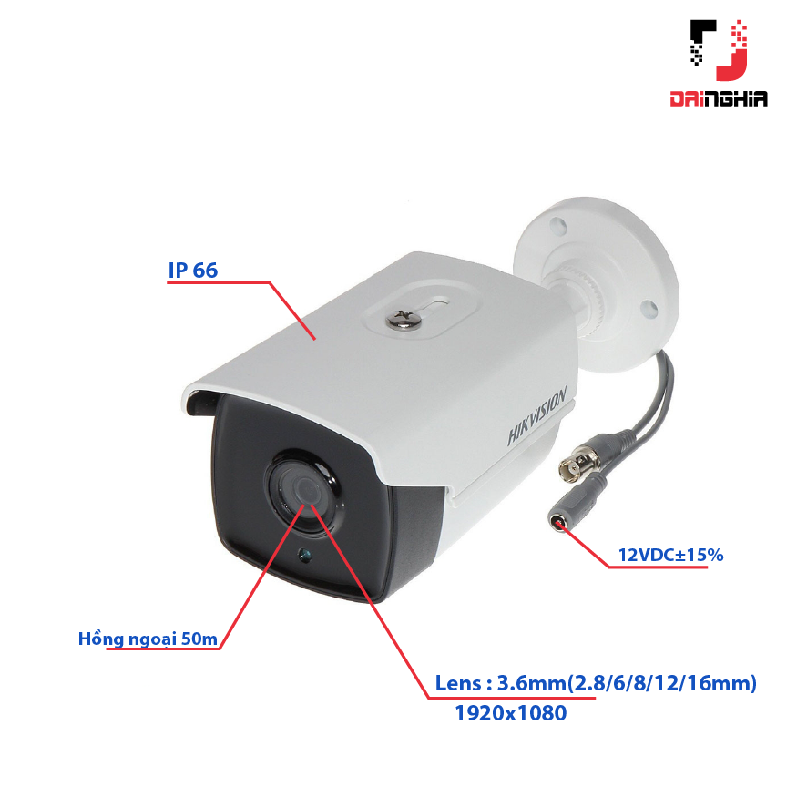 Camera Hikvision HD - TVI DS - 2CE16D0T - IT3