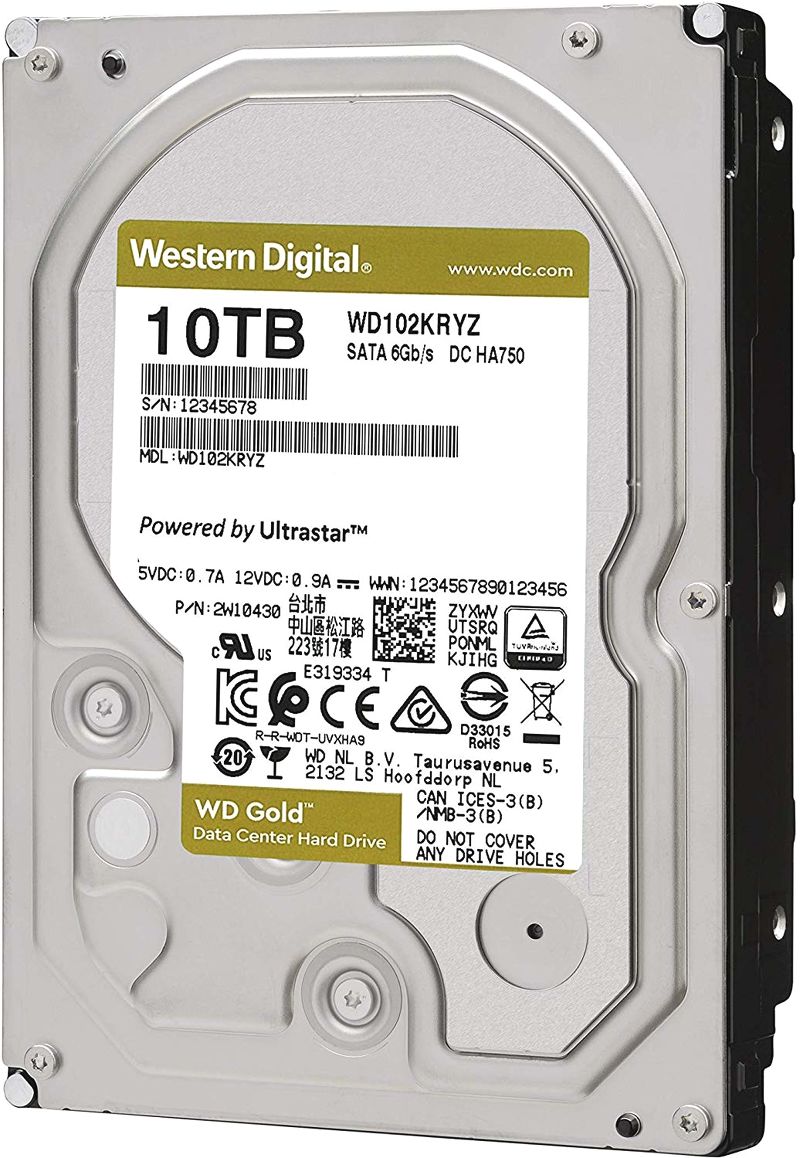 HDD WD Gold (10TB/3.5 inch/SATA 3/256MB Cache/7200RPM) (WD102KRYZ)