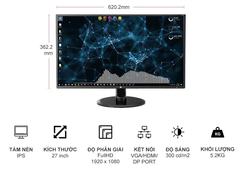 Màn hình HP 27Inch IPS (2KZ35AA)