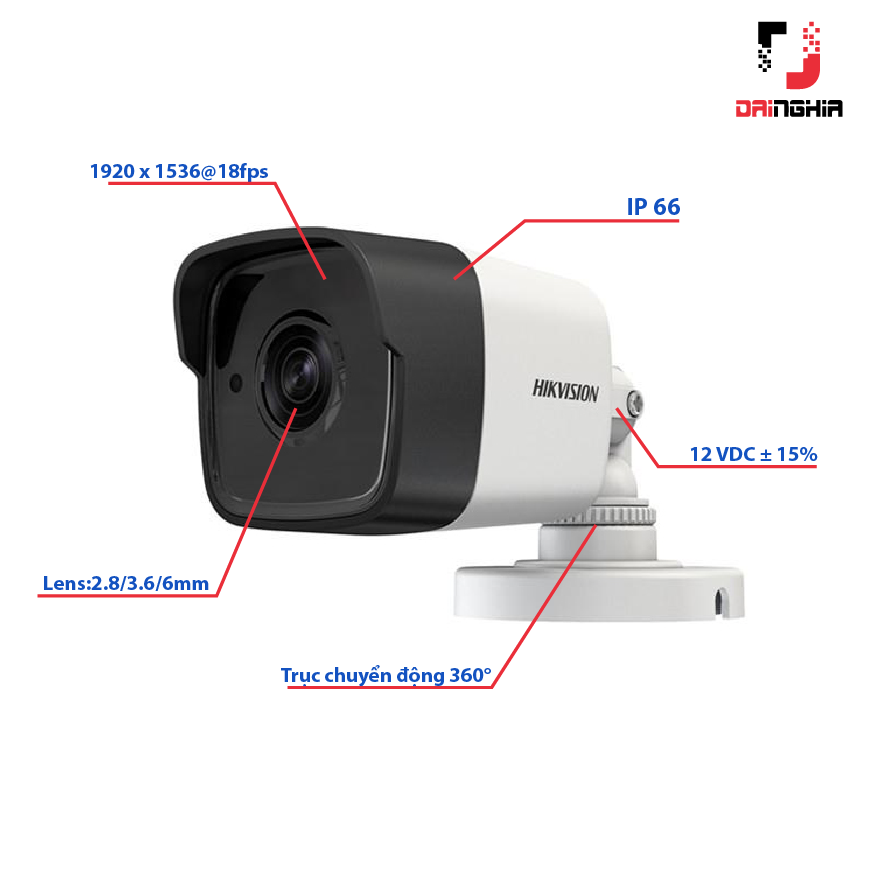 Camera Hikvision HD - TVI DS - 2CE16F1T-IT