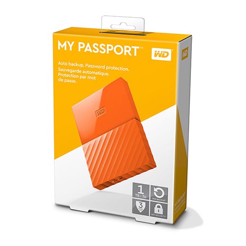 Ổ cứng gắn ngoài WD My Passport 1TB 2.5" USB 3.0 Cam WDBYNN0010BOR