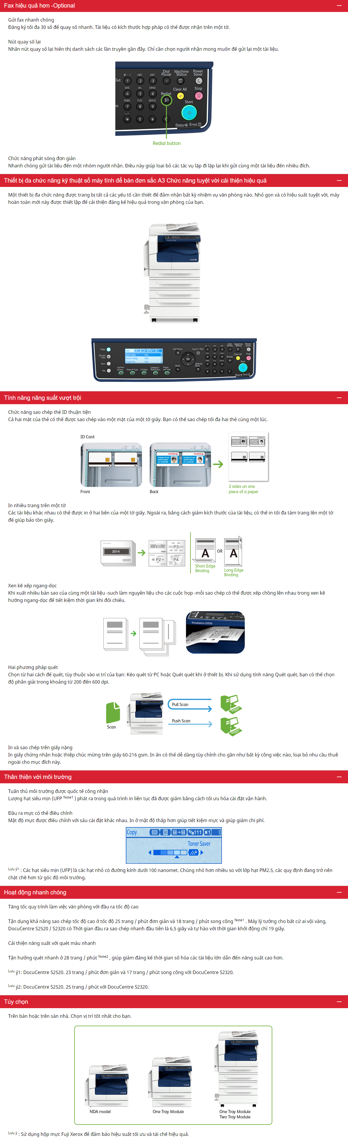 Hoạt động nhanh chóng, Fax hiệu quả, thân thiện với môi trường, tùy chọn vị trí đặt, năng suất làm việc vượt trội với máy photocopy đa chức năng fuji xerox s2320