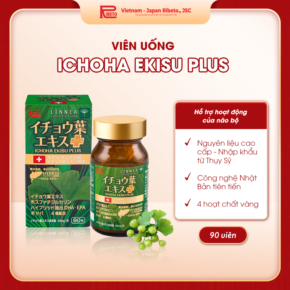 Thực phẩm bảo vệ sức khỏe Ichoha Ekisu Plus (90 viên) – Tăng cường tuần hoàn não