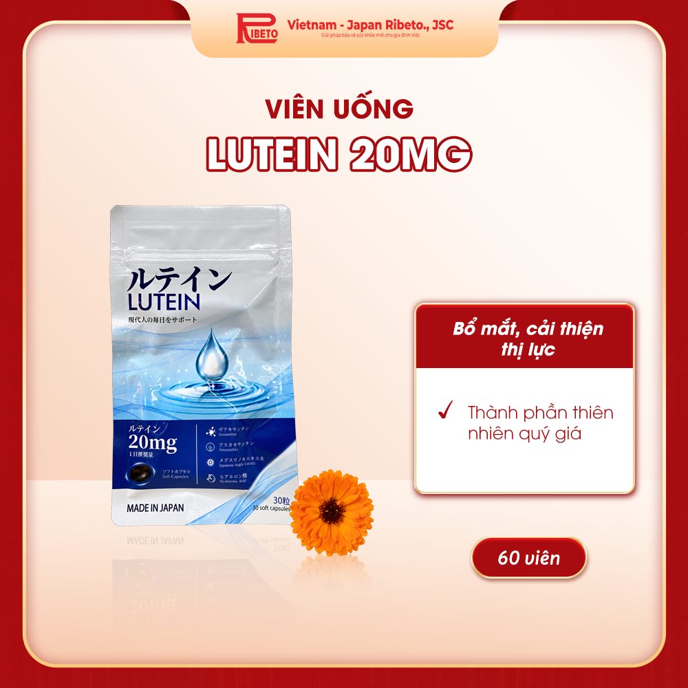 Thực phẩm bảo vệ sức khỏe Lutein 20mg (30 viên) - Bổ mắt, tăng cường thị lực