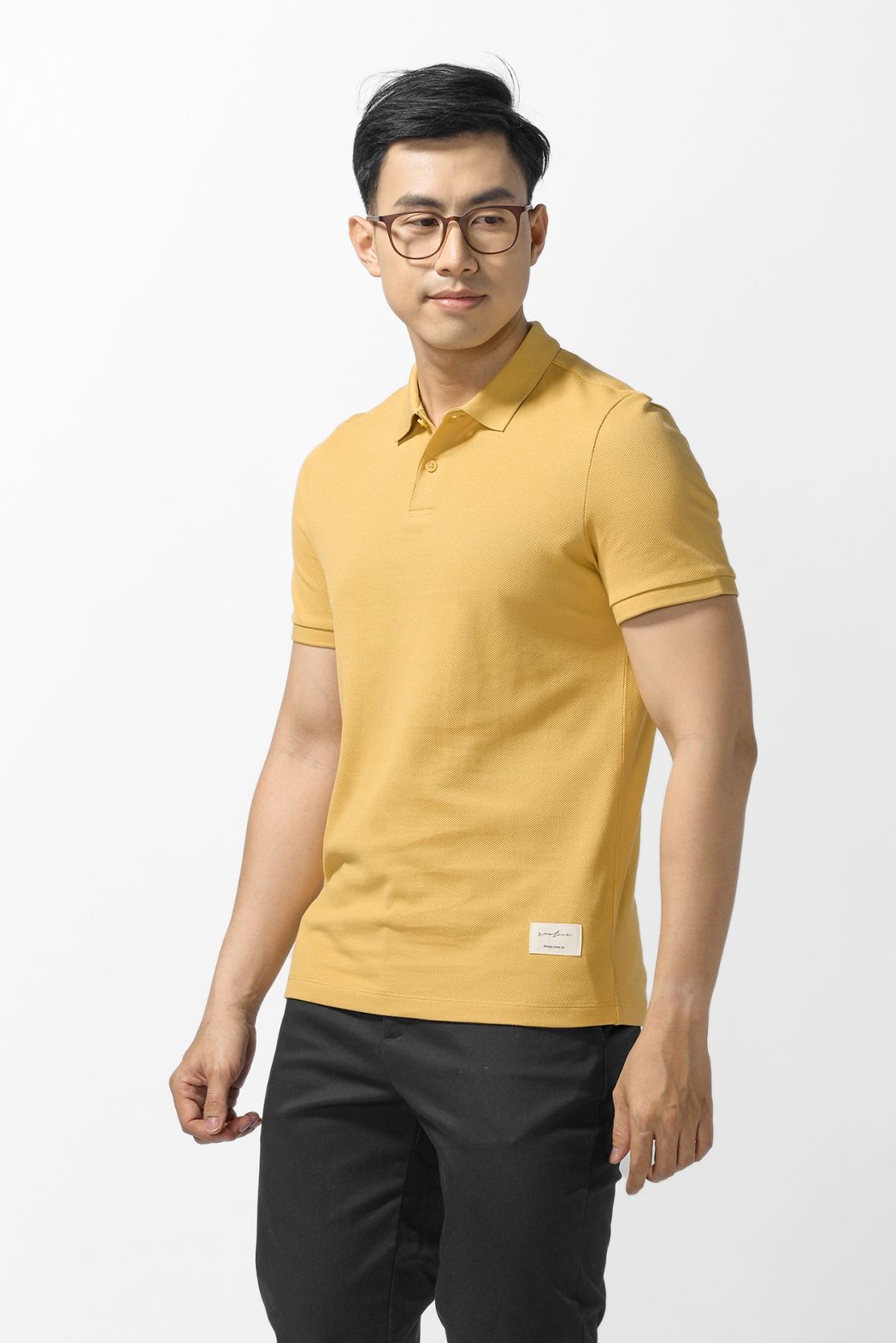 ÁO POLO TRƠN BASIC, POINT LABEL. FITTED FORM