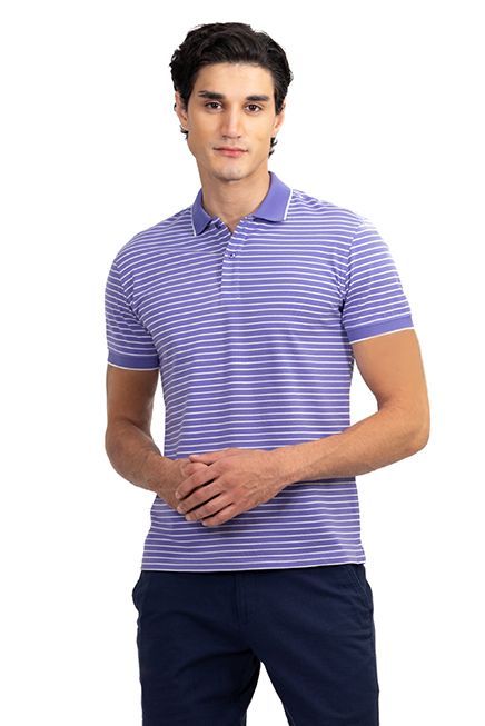 Áo Polo nam Novelty kẻ sọc màu tím