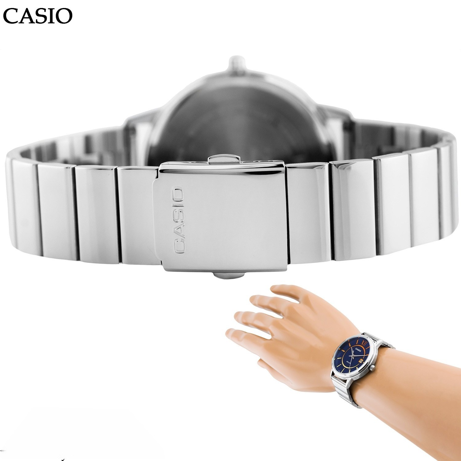 Đồng hồ đeo tay nam pin dây inox Casio MTP-E134D-2B