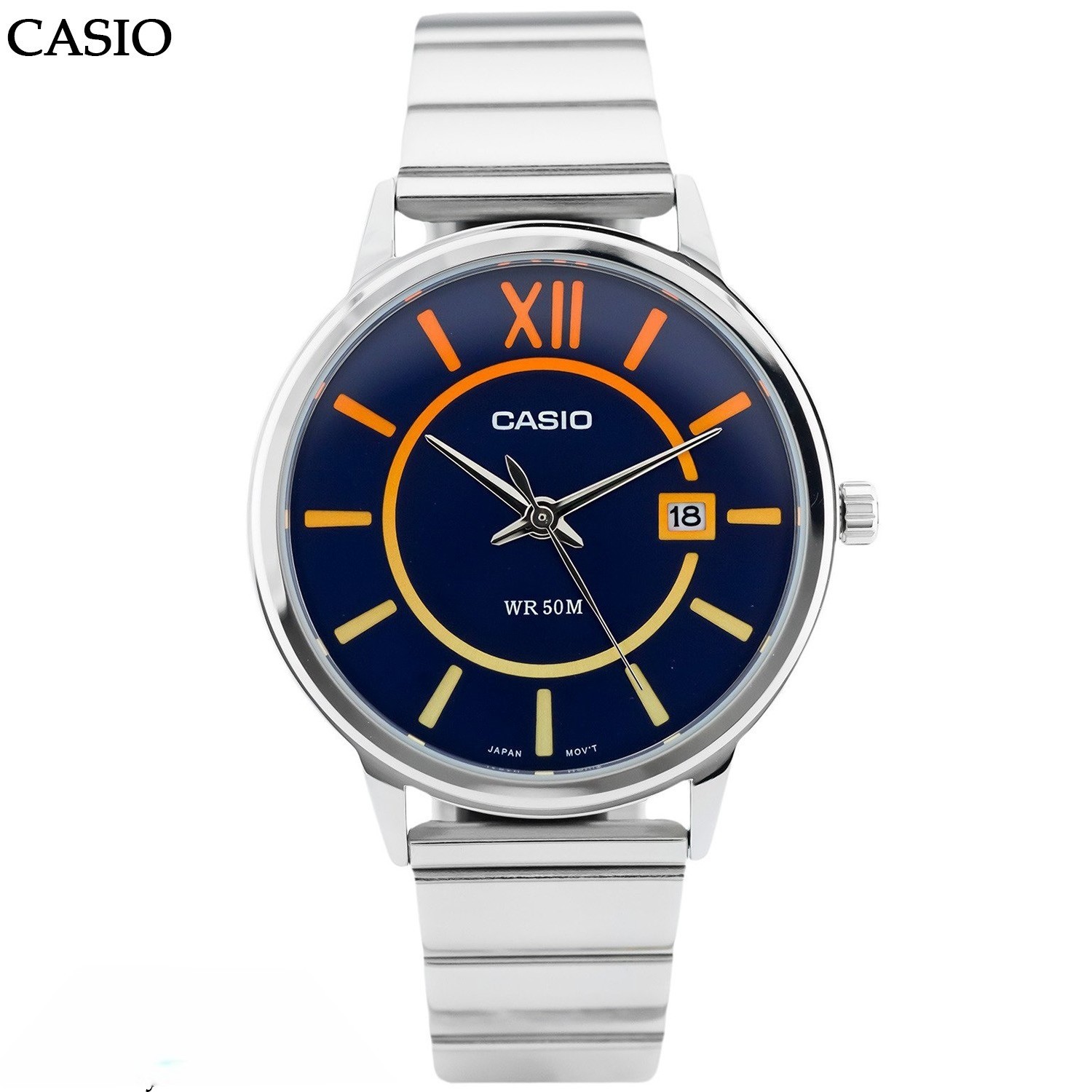 Đồng hồ đeo tay nam pin dây inox Casio MTP-E134D-2B