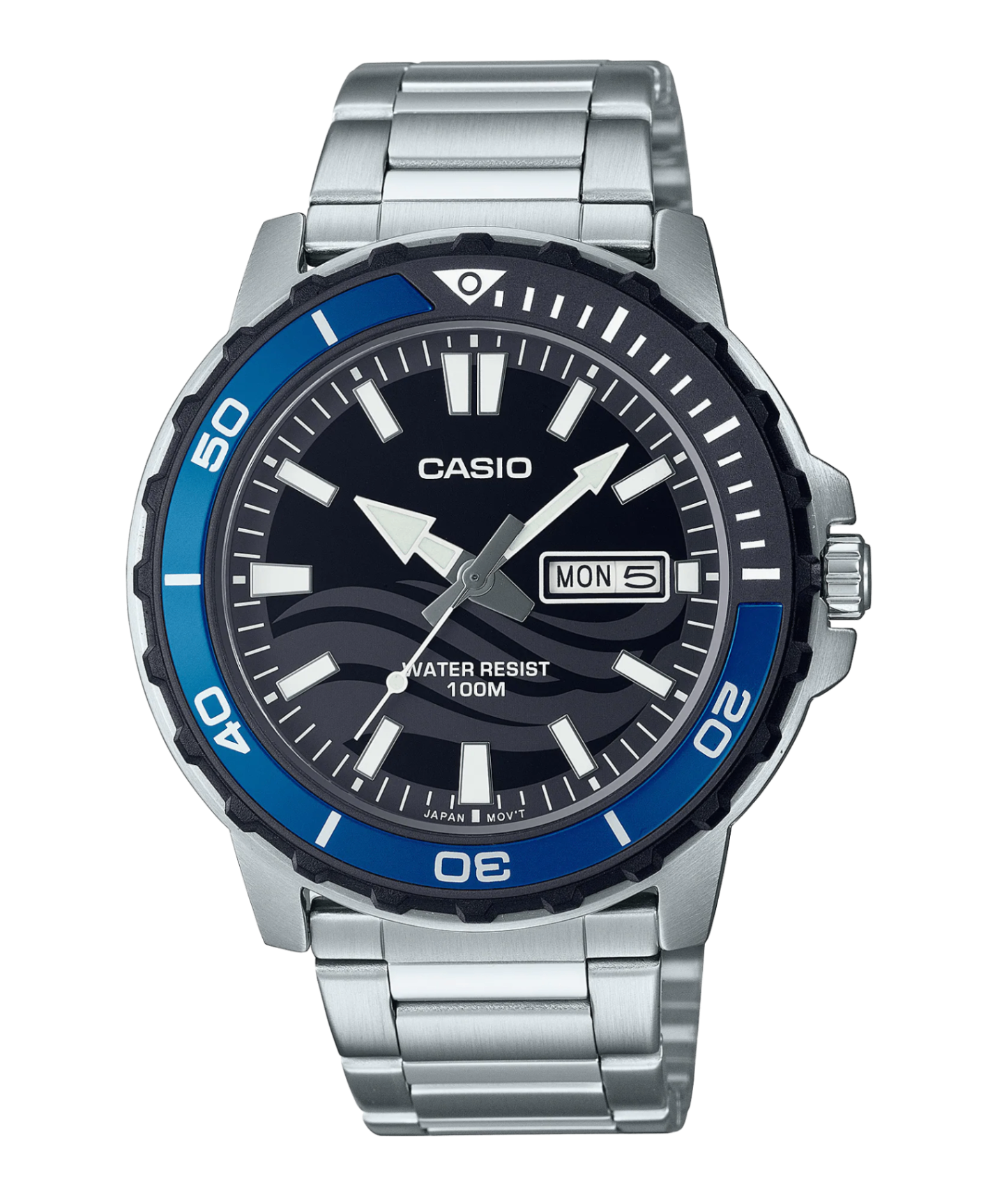 Đồng hồ đeo tay nam pin dây inox Casio MTD-125D-1A2