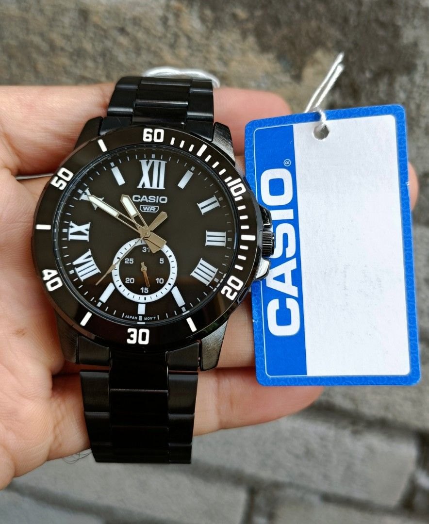 Đồng hồ đeo tay nam pin dây inox Casio MTP-VD200B-1B