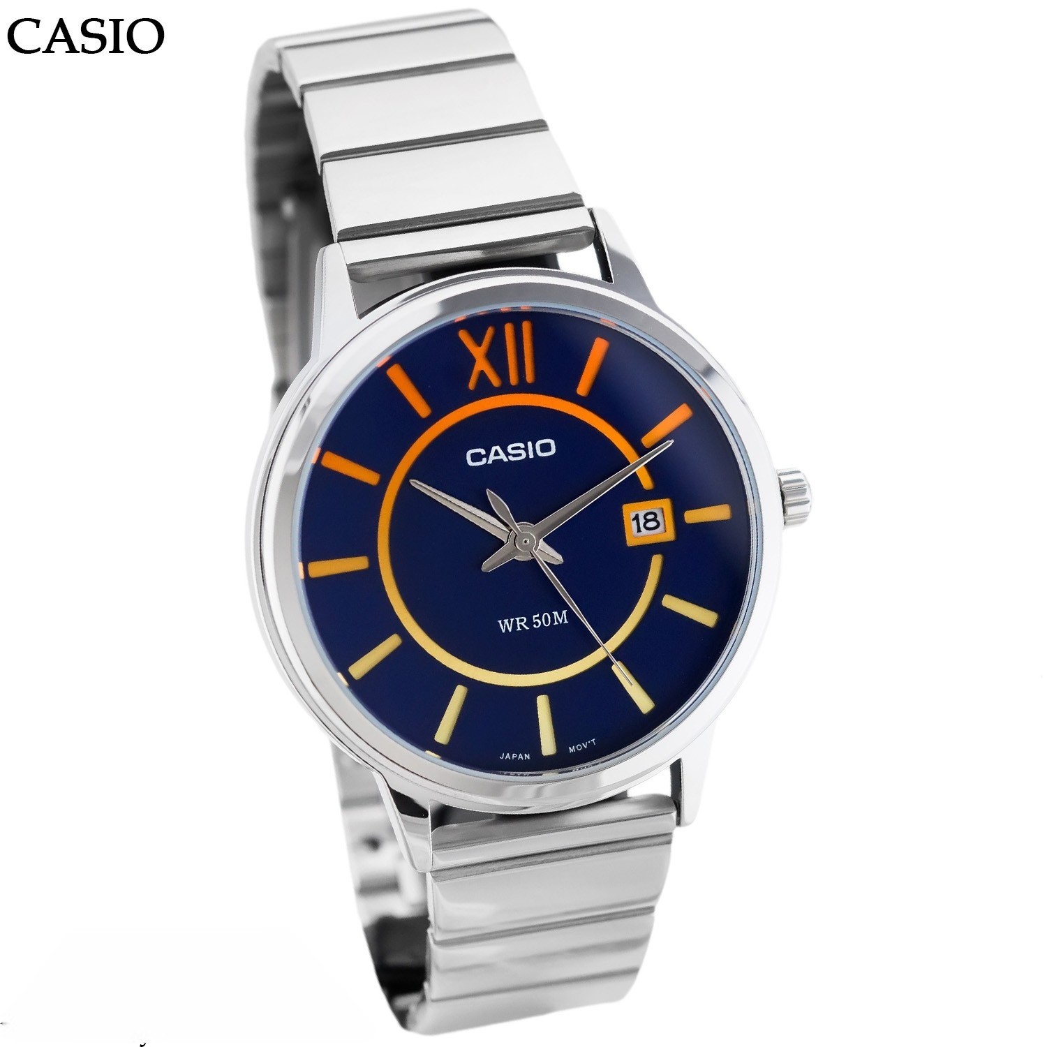 Đồng hồ đeo tay nam pin dây inox Casio MTP-E134D-2B