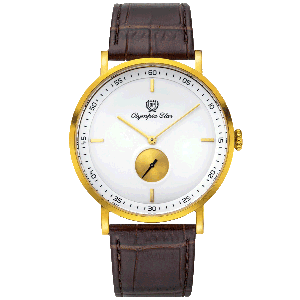 Đồng hồ đeo tay nam, pin, dây da OP Olympia Star 58089GKGL-VT