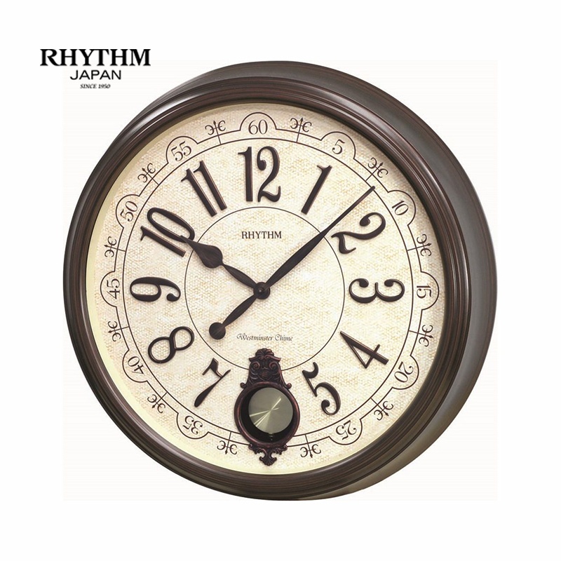 treo tường Nhật Bản, Kích thước lớn Rhythm CMJ504NR06 Kt 53.4 x 8.2cm, 3.33kg Vỏ nhựa, dùng PIN