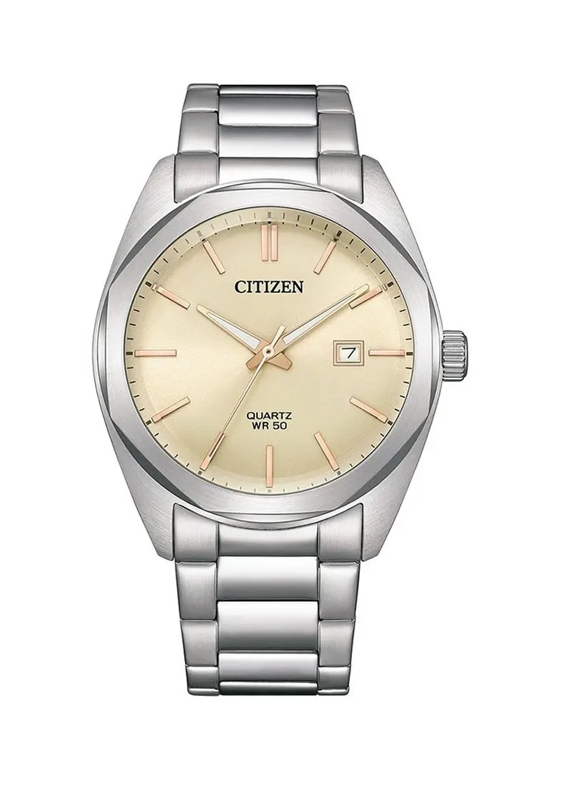 Đồng hồ đeo tay citizen bi5110-54b, trắng mặt vàng