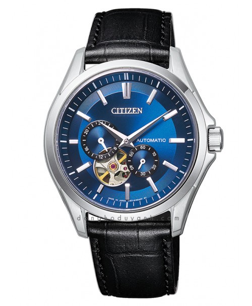 Đồng Hồ Citizen - Nam NP1010-01L dây da, mặt xanh, tự động Size 40mm