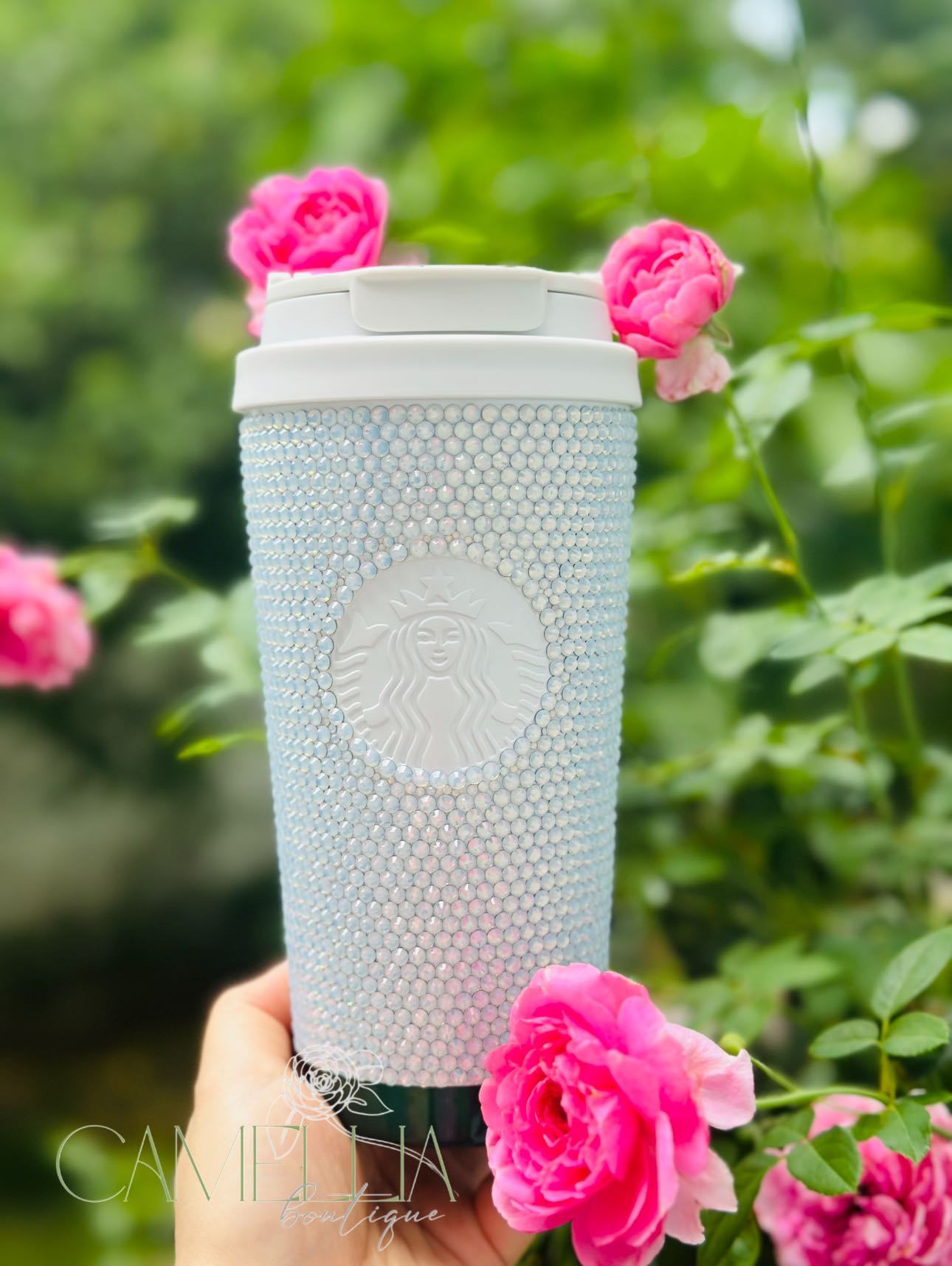 Ly Starbucks 25th Anniversary Rhinestone White Tumbler