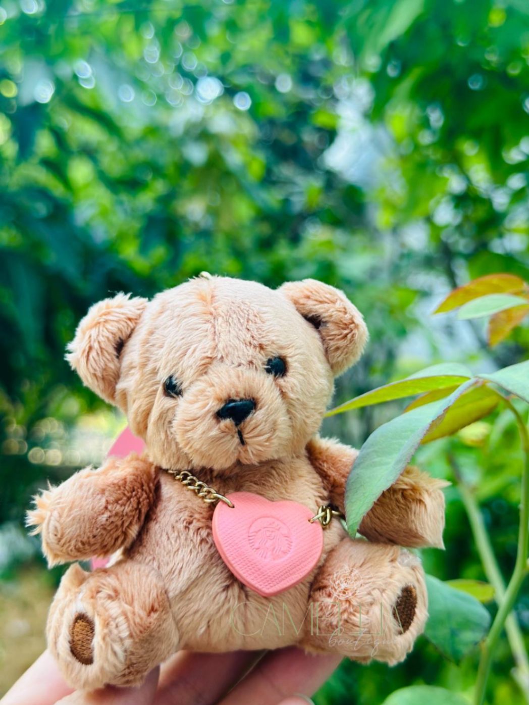 Móc Khóa Starbucks KoreaValentine SS Be Mine Bear Fabric Pink Keychain