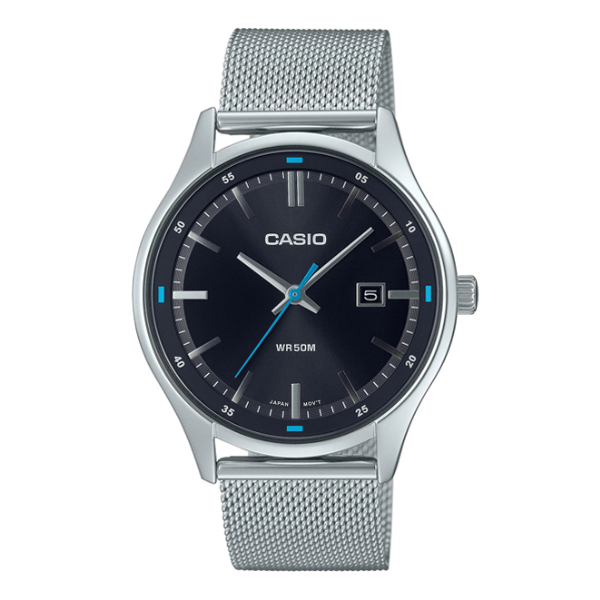 Đồng hồ Casio Nam Mặt Đen Dây Kim Loại, Chống Nước 50m – MTP-E710M-1AVDF Chính Hãng