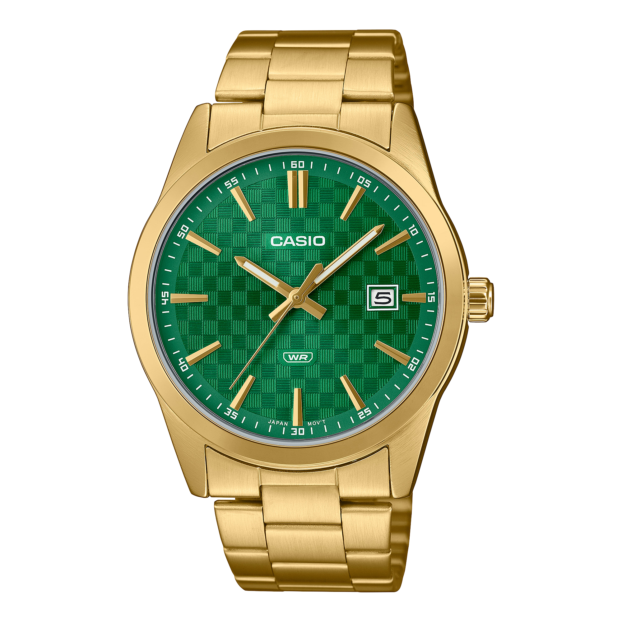 Đồng hồ Casio Nam Vàng Kim Mặt Xanh Lá – MTP-VD03G-3AUDF Chính Hãng
