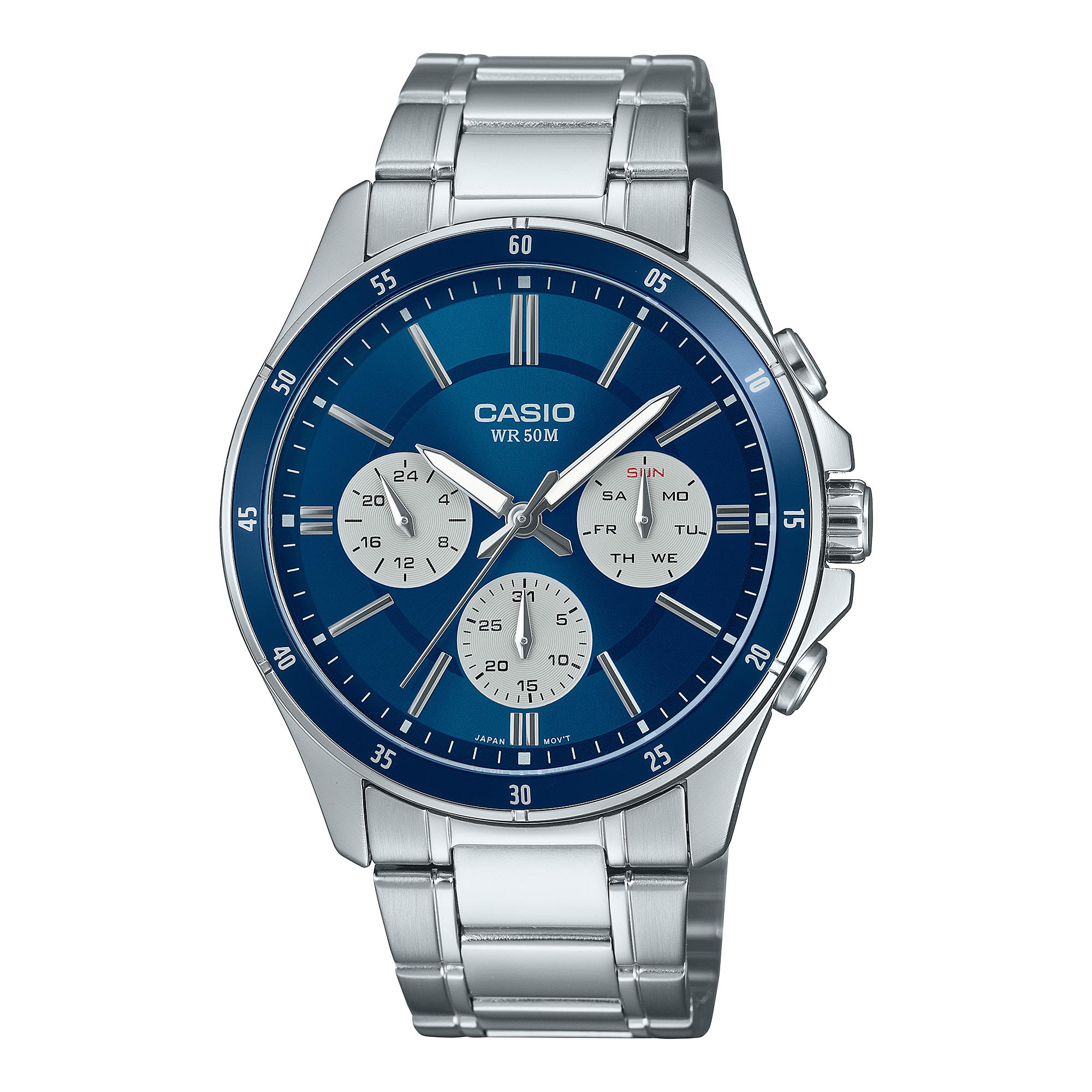Đồng hồ Casio Nam Mặt Xanh Lớn 43.5mm Phủ Ion – MTP-1374D-2A3VDF Chính Hãng