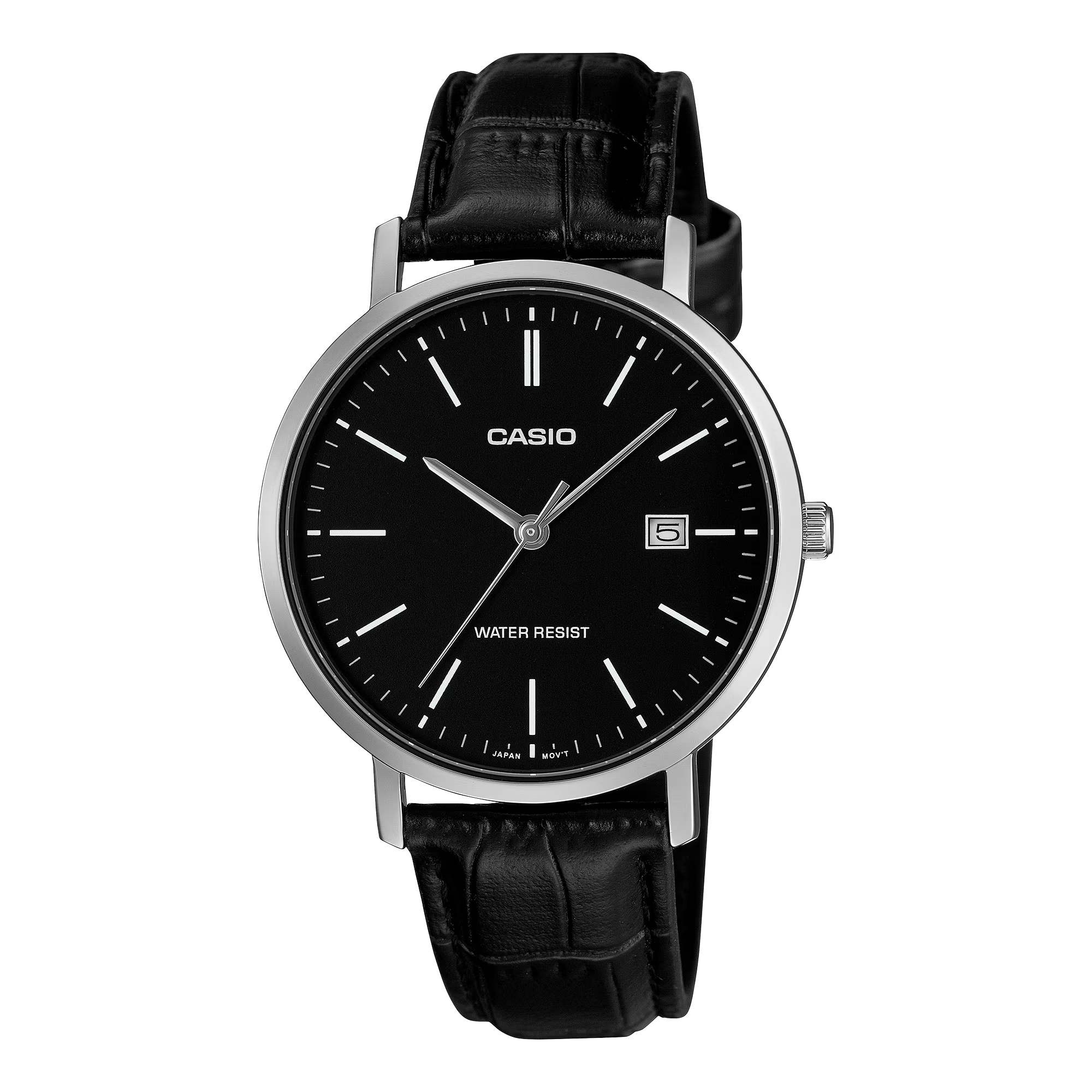 Đồng hồ Casio Nam Dây Da Mặt Đen Nhẹ 39g – MTP-VT05L-1EDF Chính Hãng