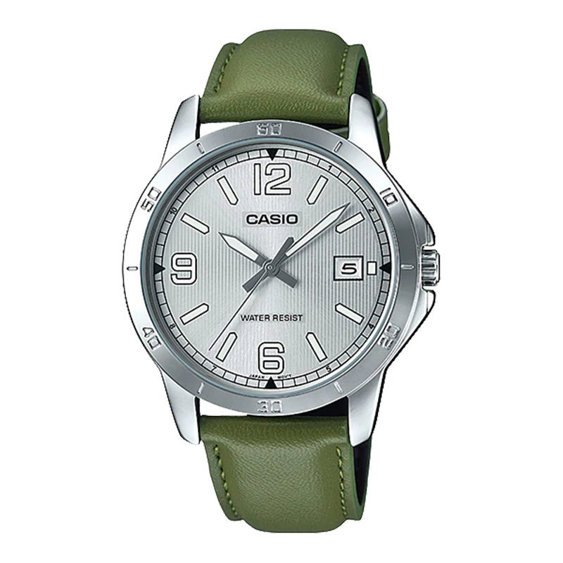 Đồng hồ Casio Nam Dây Da Mặt Xanh Lá – MTP-V004L-3BUDF Chính Hãng