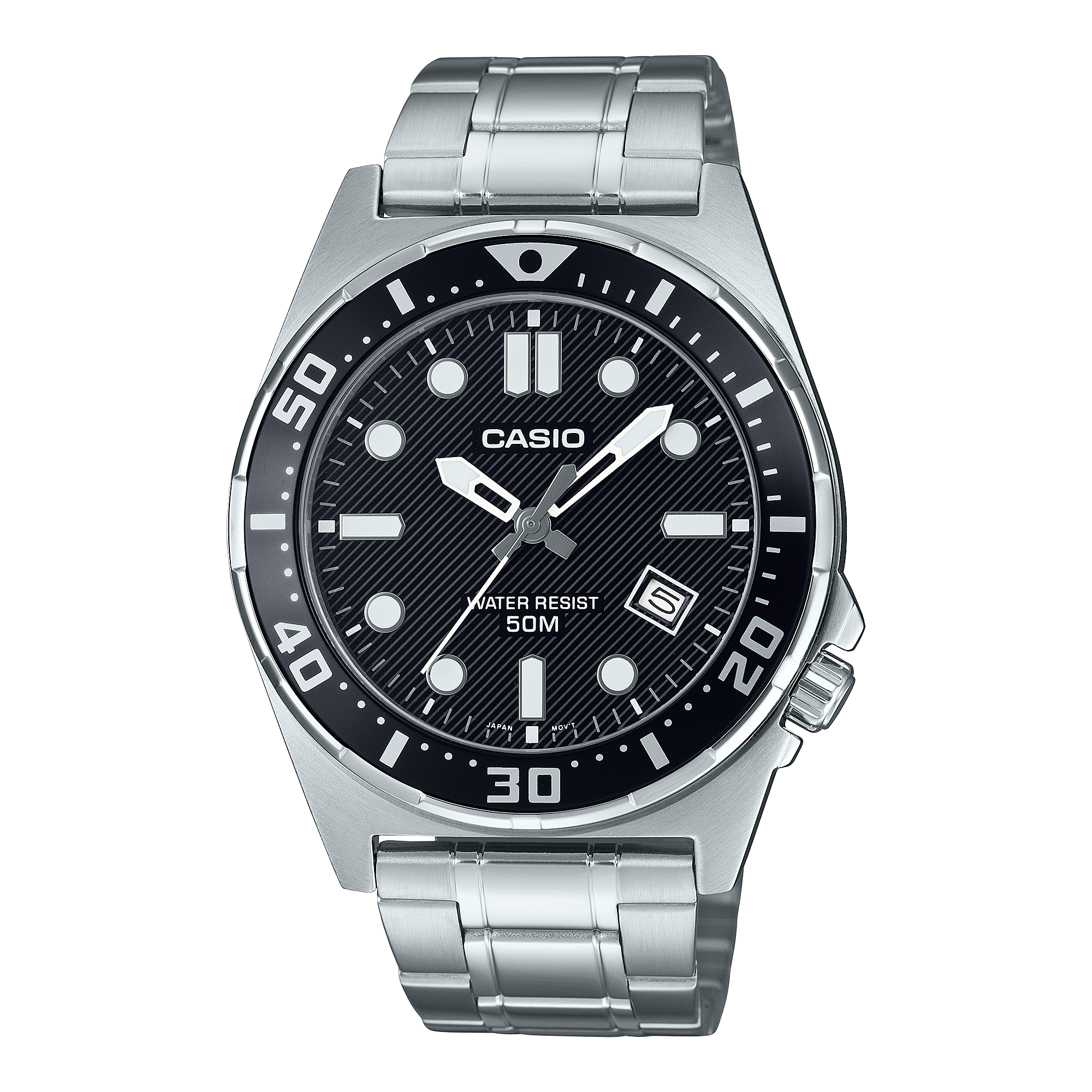 Đồng hồ Casio Nam Mặt Đen Lớn 50mm Vỏ Nhôm – MTD-135D-1AVDF Chính Hãng