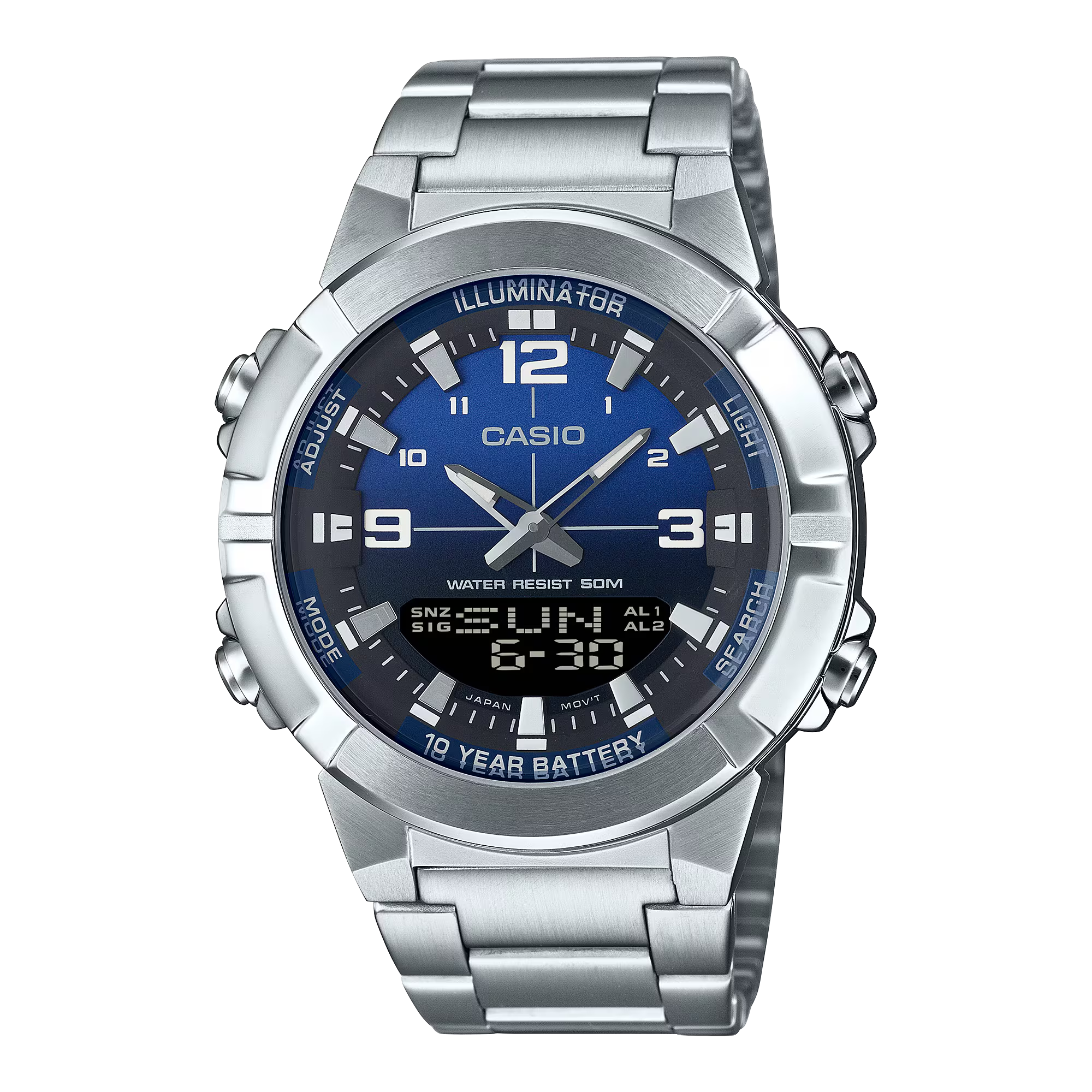 Đồng hồ Casio Nam AMW-870DA-2A1VDF Kim & Số Kết Hợp Dây Inox - Chính Hãng tại Chợ Thủ Đức