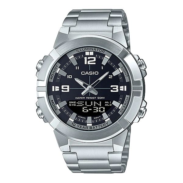 Đồng hồ Casio Nam AMW-870D-1AVDF Kim & Số Kết Hợp Dây Inox - Chính Hãng tại Chợ Thủ Đức
