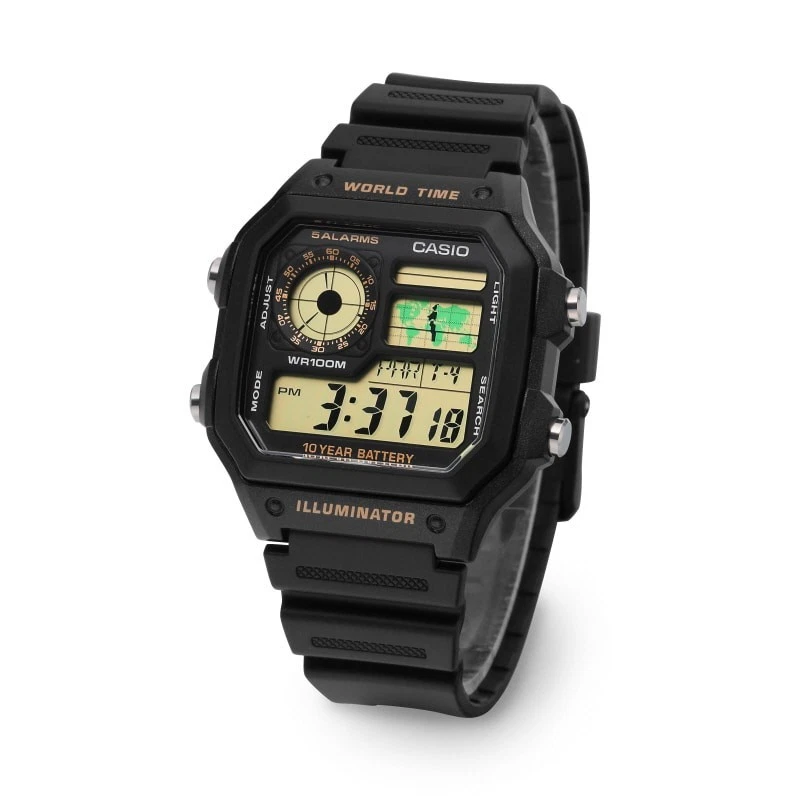Đồng hồ Casio Nam AE-1200WH-1BVDF Điện Tử Giờ Thế Giới Dây Nhựa Nhẹ - Chính Hãng tại Chợ Thủ Đức