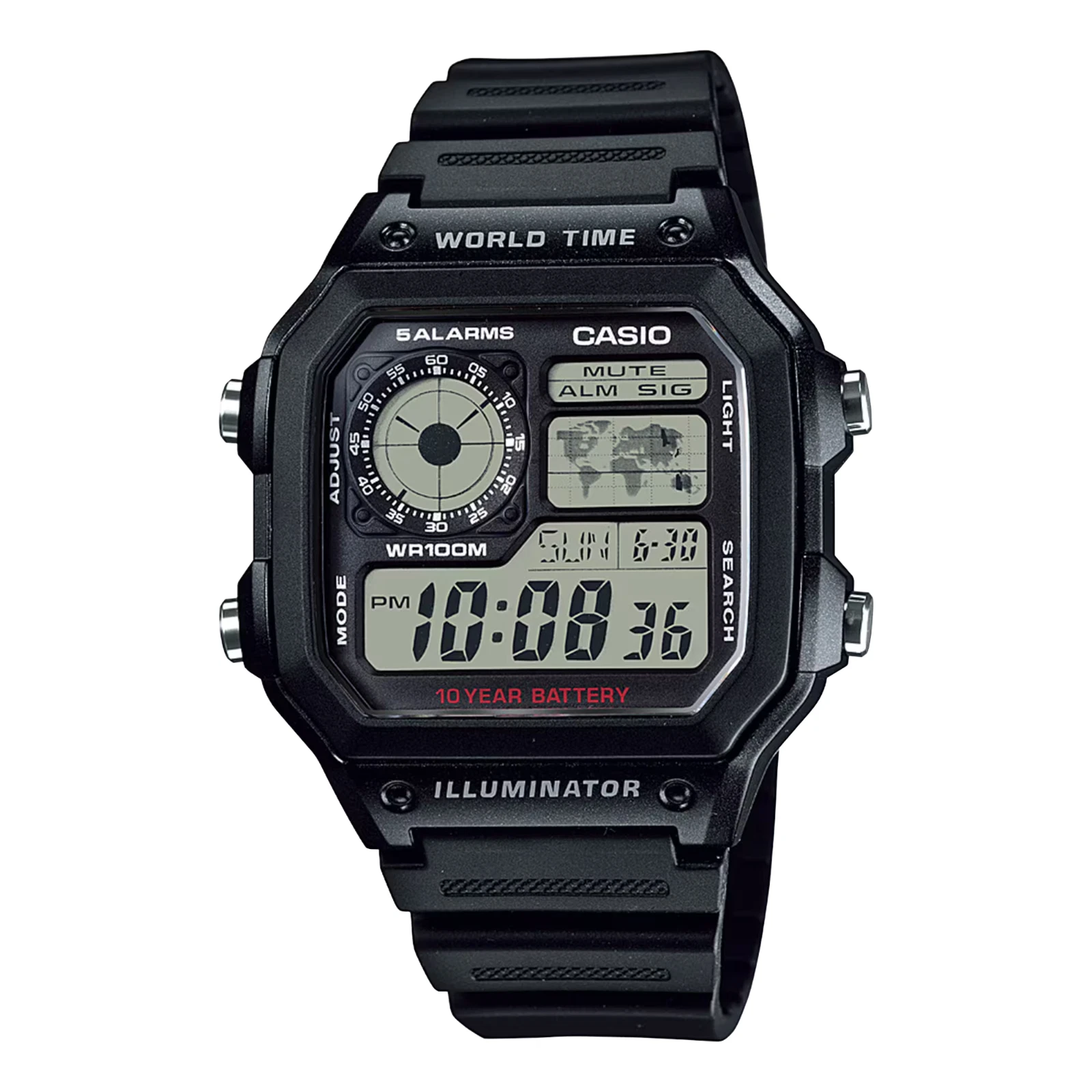 Đồng hồ Casio Nam AE-1200WH-1AVDF Điện Tử Giờ Thế Giới Dây Nhựa Nhẹ - Chính Hãng, Bảo Hành tại Thủ Đức
